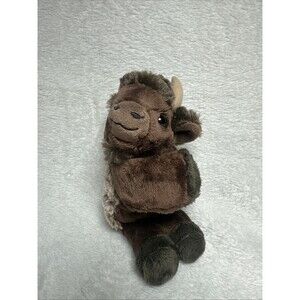 Wild Republic Buffalo Bison Beanbag Wristband Plush Stuffed Toy Brown 8"
